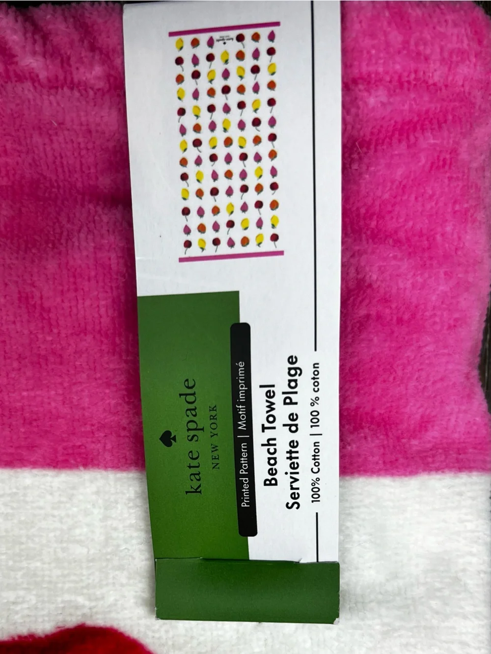 Kate Spade - ‘Mixed Fruit’ Beach Towel. Oversized 36” x 72” NWT. Firm!